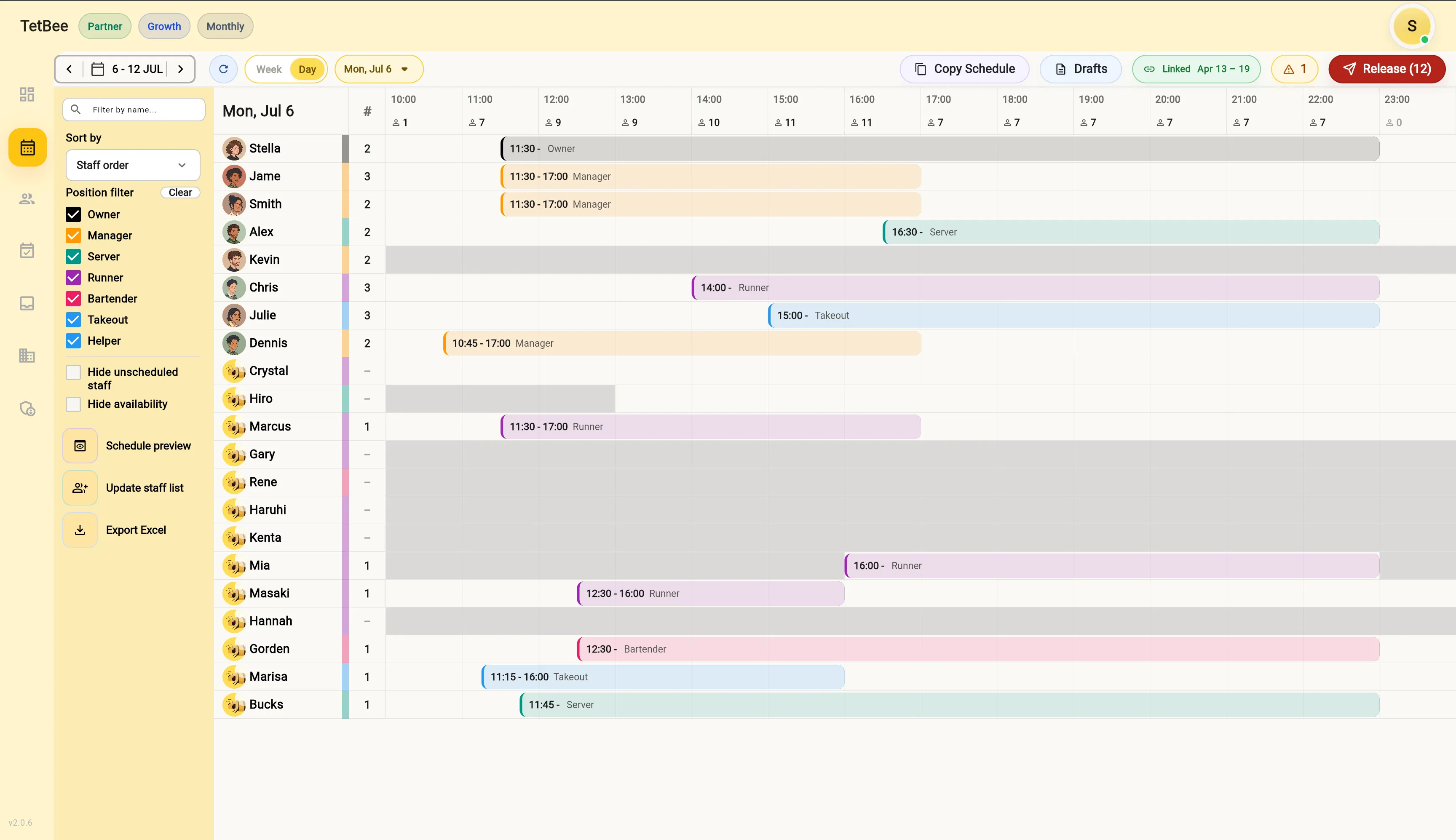 Manager reviewing and adjusting the weekly schedule
