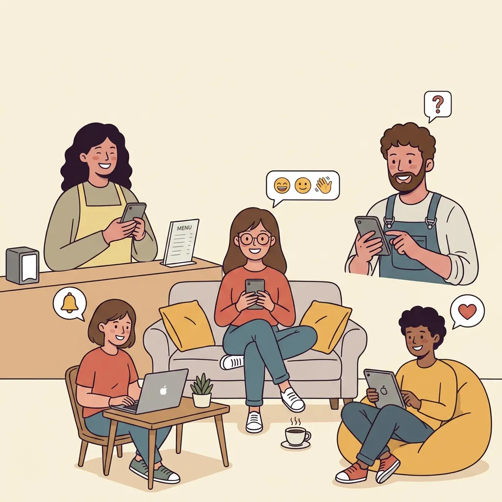 A restaurant team staying in sync through chat and announcements