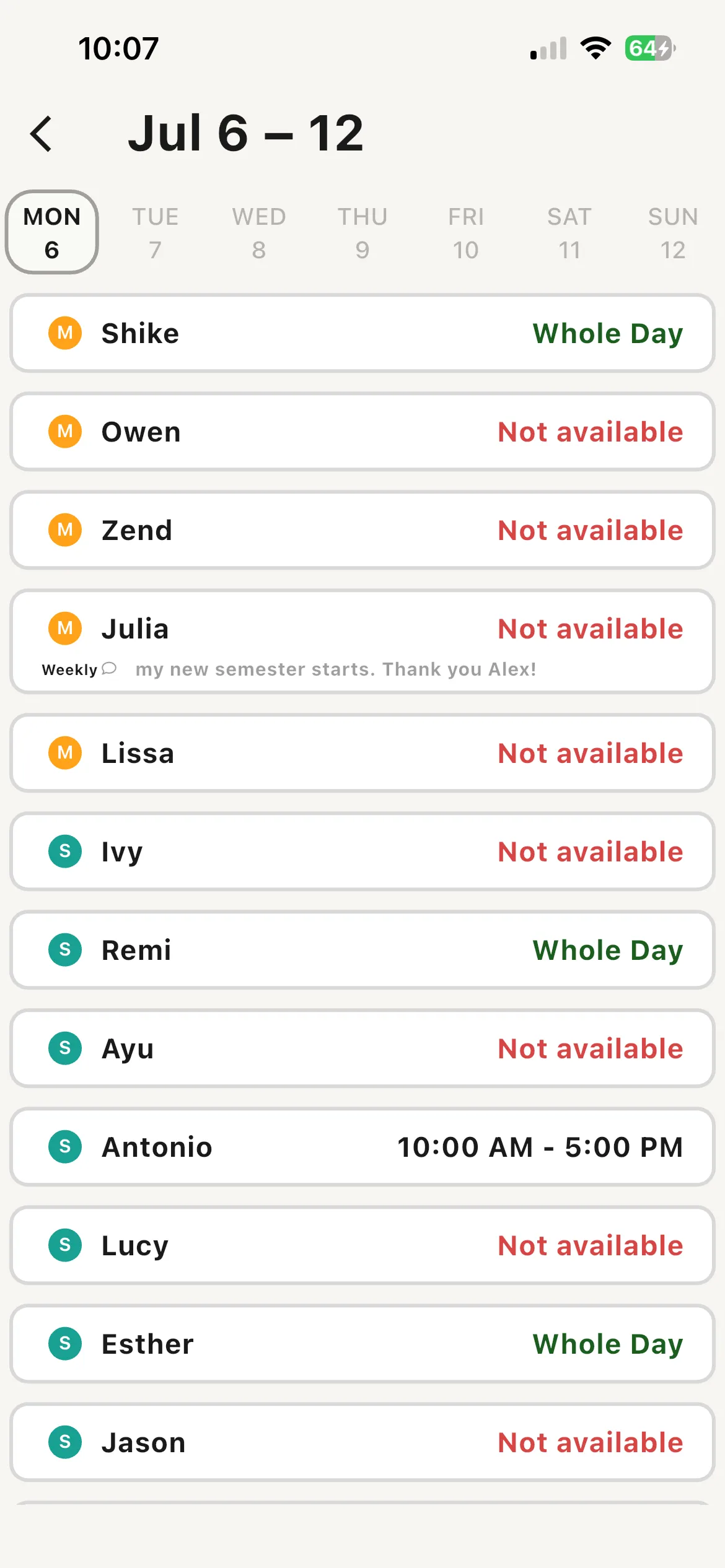 Picking available time ranges for a day