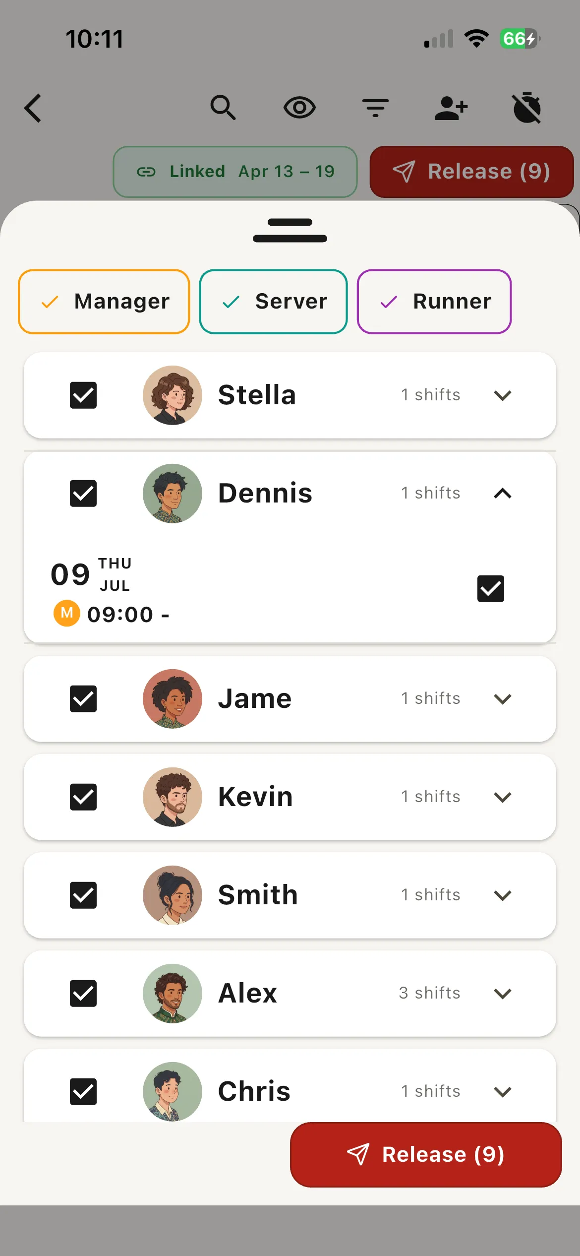 Publishing a finished schedule to the team in TetBee